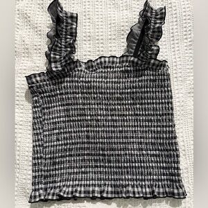 WORN ONCE Vero Moda Black & White Gingham Smocked Ruffle Strap Camisole